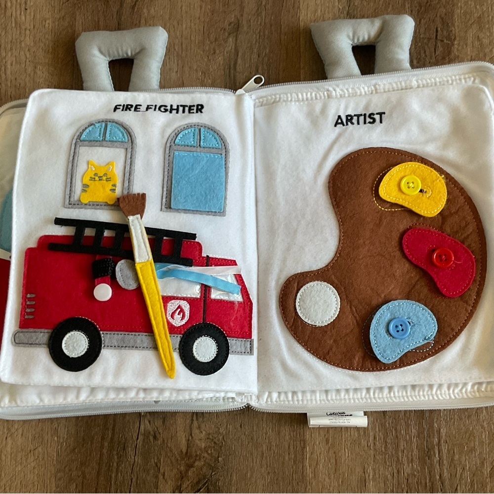 Quiet Book Fabric Busy Book for Toddlers 3 & up Airplane Toddler Travel Toys - Picture 9 of 16